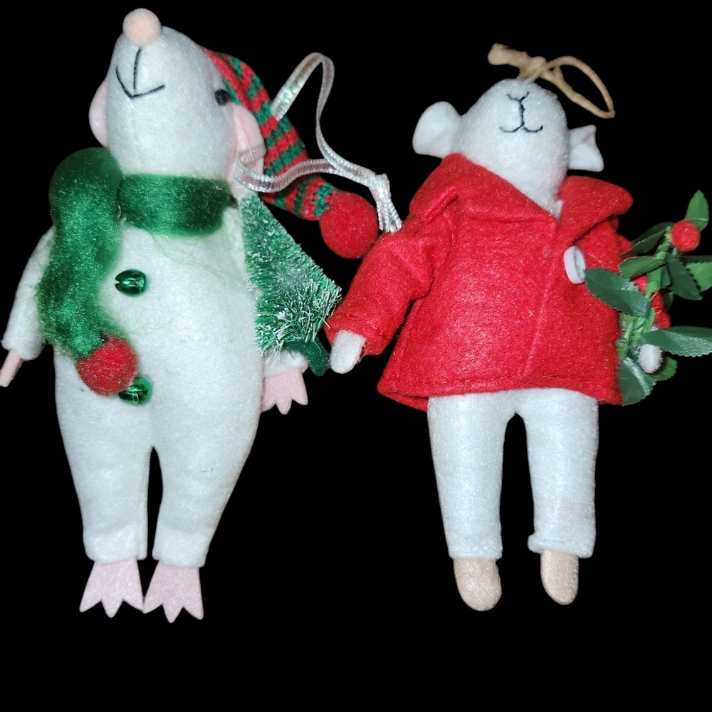 Target 2022 Plush Felt Mouse Set - Red and Green. White mice